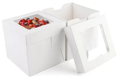 Productafbeelding van Taartkarton met kijkvenster - Voor het transport van taarten - 2 stuks, 20 x 20 x 20 cm