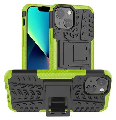Produktbild von Conie Outdoor Schutzhülle für iPhone 14 Plus Hybrid Silikon Hard Case Cover Hülle mit Ständer in Grün