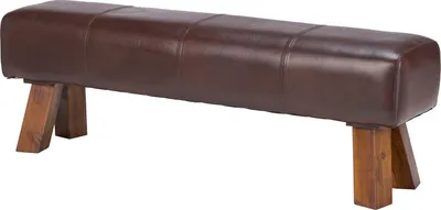 Produktbild von home24 Sitzbank - Echtleder - Teak Massiv