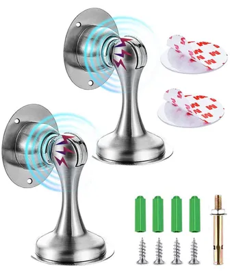 Produktbild von Magnetischer Türstopper, 2 Stück, selbstklebend, Edelstahl, magnetischer Türstopperhalter, zur Befestigung am Boden oder an der Wand, um Türen offen zu halten