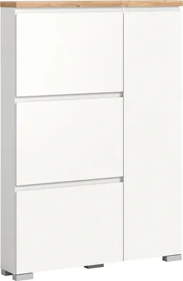 Produktbild von Schuhkipper - Weiß - Nox Eiche Nachbildung - B 95 cm - eine Tür - drei Klappen