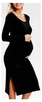 Produktbild von Damen Pulloverkleid für den Winter, langärmlig, kuschelig, gestreift mit V-Ausschnitt
