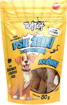 Produktbild von Tuftuf | Hundegummis - 80g - Weiche Leckerlis - Ergänzungsfuttermittel - Schweinefleisch