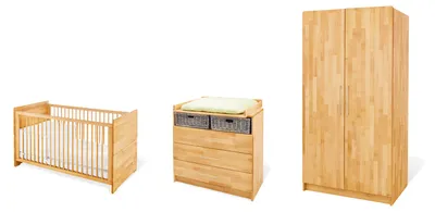 Produktbild von Pinolino Kinderzimmer-Set 'Natura' breit, 3-tlg. Massiv: Buche, geölt mit Hartöl auf Leinsamenöl-Basis