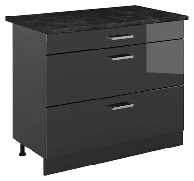 Immagine prodotto di Mobiletto base per cucina Vicco R-Line Antracite lucido/Antracite 100 cm piano di lavoro Antracite, Model 71544