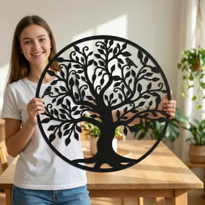Metall Wandkunst Lebensbaum 58x61 cm Stammbaum Wanddekor
