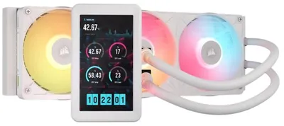 Imagen del producto de Sistema de refrigeración líquida AIO para CPU Corsair iCUE LINK TITAN II 360 RX LCD, kit de refrigeración líquida, 12 cm, blanco