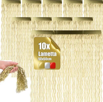 Produktbild von com-four® 10x Lametta - Lametta goldfarbene Girlande für Weihnachten - 50cm