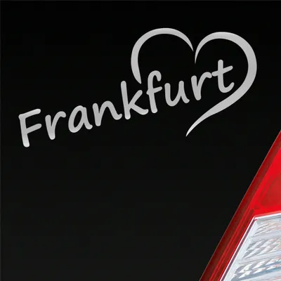 Produktbild von Auto Aufkleber Frankfurt Herz Stadt City Liebe Love Heimat 18x8 cm Silber Sticker Heckscheibenaufkleber