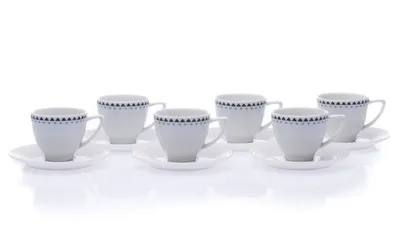 Zdjęcie produktu dla Thun 1794 Filiżanki ze spodkiem, porcelana, Lea, niebieskie cyrkonie, 150 ml, Thun, 6 szt