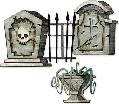 Produktbild von SIZZIX Stanzform Präge Stanzschablone Cutting Die, Graveyard, Colorize by Tim Holtz Friedhof