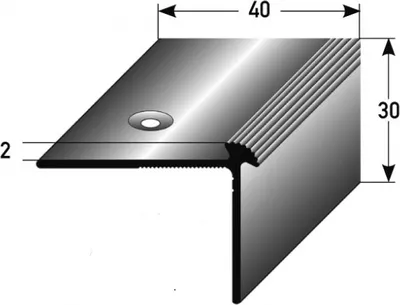Produktbild von Treppenkante "Luzzi" / Treppenkantenprofil / Winkelprofil (Größe 40 mm x 30 mm x 2 mm) aus Aluminium eloxiert, gebohrt, von Auer Metall-bronze dunkel-1000