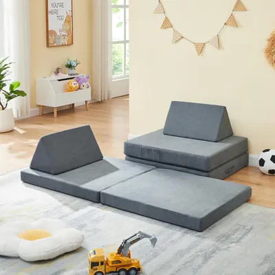 Zdjęcie produktu dla Sofa do zabawy dla dzieci "Norhulta" 5-częściowa pianka 150 x 66 x 46 cm Szary sznurek