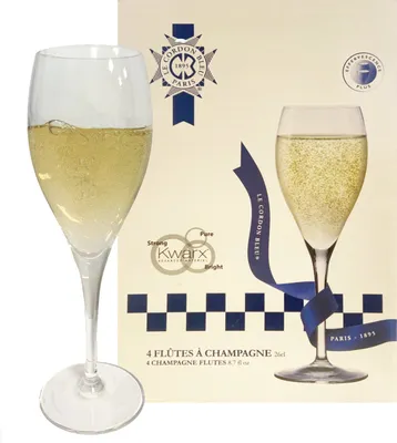 Produktbild von LE Cordon Bleu Sekt- & Champagnergläser Flöten, Kwarx-Glas, 26cl, 4er Set – Spülmaschinenfest, dünner Rand, formstabil, brillanter Glanz, Effervescence Plus
