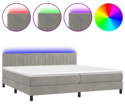 Obrázok produktu pre vidaXL Boxspring posteľ s matracom a LED svetlom sivá 200x200 cm Velvet