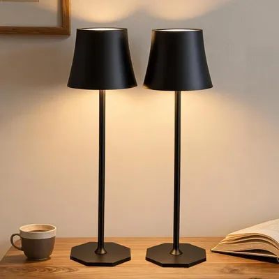 Immagine prodotto di Lampada da tavolo LED - Dimmerabile - Ideale per lettura e lavoro - Ricaricabile tramite USB-C - Altezza 35 cm - Colore nero