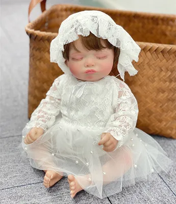 Image de 45cm né de nouveau Rosalie dormant douce à la main cheveux enracinés 3d peau avec veines poupée d'art de collection