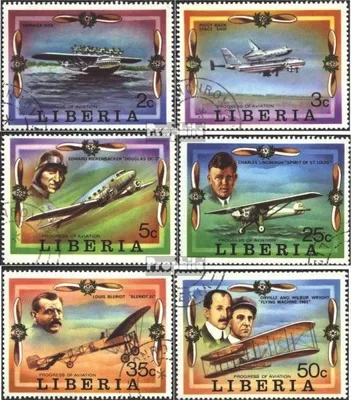Produktbild von Briefmarken Liberia 1978 Mi 1047A-1052A (kompl.Ausg.) gestempelt Geschichte der Luftfahrt