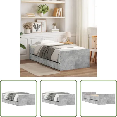 Produktbild von The Living Store Bettgestell mit Schubladen Betongrau 90x200 cm