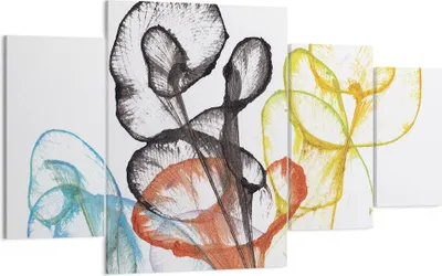 Produktbild von Bild auf Leinwand - Leinwandbild - 4 Teile - Blumen Abstraktion Surrealismus - 160x90cm - Wand Bild - Wanddeko - Wandbilder - Leinwanddruck - Bilder - Wanddekoration - Leinwand bilder - DL160x90-4444
