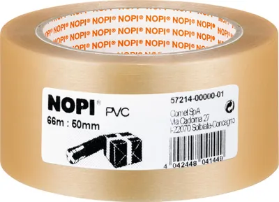 Immagine prodotto di Nopi 57214-00000-01 Nastro da imballaggio in PVC - 50 mm x 66 m, trasparente