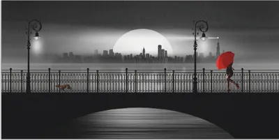 Produktbild von ARTland Wandbild Alu für Innen & Outdoor Die Brücke im Regen Größe: 100x50 cm