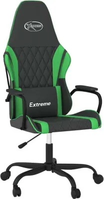 Imagen del producto de Silla de gaming negra y verde, tapizada en cuero sintético