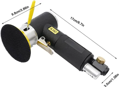Produktbild von Pneumatische Poliermaschine - Mini-Schleifer - 10.000 U/min - 2,5/5/7,6 cm Schleifteller - Aluminiumlegierung - Für Metall & Holz - Schwarz