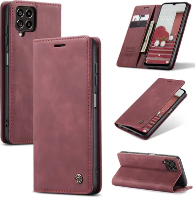 Obrázek produktu pro Galaxy M33 Pouzdro, RetroPolyuretanKožené Pouzdro s Funkcí Stojánku pro Samsung Galaxy M33 červené