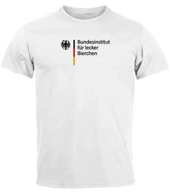 Produktbild von Herren T-Shirt Alkohol Bier Bundesinstitut für lecker Bierchen Partyshirt Fun-Shirt Spruch lustig Moonworks® weiß M