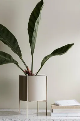 Produktbild von Vielseitige Pflanztopf aus Eisen mit umkehrbarem Rahmen - Inn- und Außen - 22 cm hoch - Beige - Durchmesser 25 cm