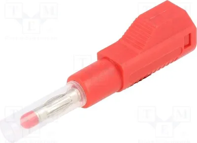 Produktbild von 2x Stecker 4mm Bananen isoliert,mit 4mm Längsbuchse Bananenstecker 4mm rot 32A