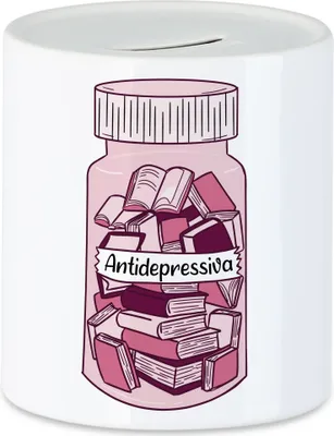 Produktbild von Antidepressiva Spardose Bücherwürmer Bücher gegen Depressionen Buch lesen Bücherliebhaber lesen macht Spaß Heilung
