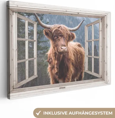 Obrázok produktu pre MuchoWow® - Plátno - Škótsky horal - Pohľad - Hora, nástenná maľba, nástenné dekorácie obrazy obývacia izba, 120x80cm