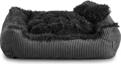Produktbild von Shaggy Hundebett - Grosse Hunde - Hundekissen Waschbar - Farb- und Größenwahl (S - 65x55 Schwarz)