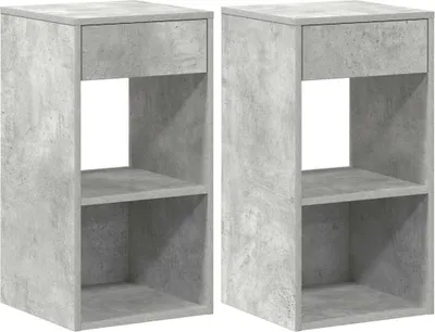 Immagine prodotto di Comodini con Cassetto 2 pz Grigio Cemento 35x34x66,5 cm
