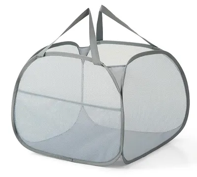 Produktbild von Pop Up Wäschekorb - Faltbar mit 90L Fassungsvermögen - Wäschetonne mit Griffen für Kinderzimmer Camping und Reisen - Grau