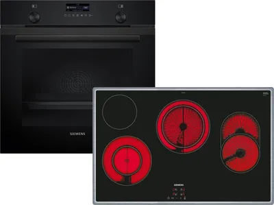 Produktbild von Siemens Set PQ524KA3BZ Pyrolyse-Backofen Deep Black Inox HB279GBB3 + Glaskeramikkochfeld autark ET845HH17
