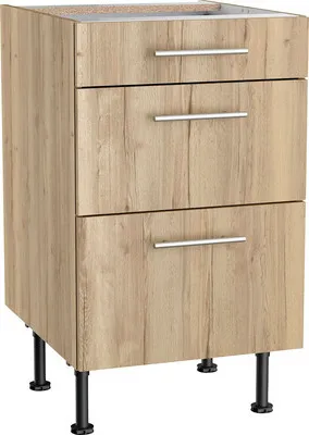 Produktbild von Optifit Schubladenunterschrank Erik290 BxTxH 50 x 58,4 x 87 cm wildeiche strukturiert matt zerlegt KFER U536-8E+