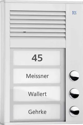 Produktbild von TCS AG TCS Audio Außenstation PAK03-EN 3 Tasten 1-reihig AP silber