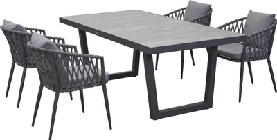Produktbild von LC Garden »Unicamo Sunrepo« Dining Set III 7tlg. Keramiktisch Gartenset Ropestuhl Geflechtstuhl