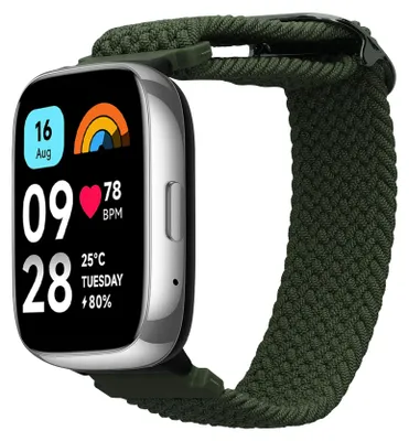 Produktbild von kwmobile Armband kompatibel mit Xiaomi Redmi Watch 3 Active - Nylon Fitnesstracker Sportarmband Band in Dunkelgrün - Innenmaße von 14 - 22 cm