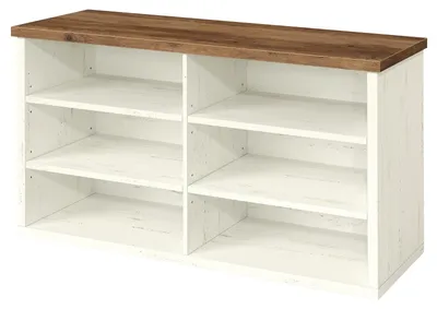 Obrázek produktu pro Botník s vestavěnou lavicí, s nastavitelnými přihrádkami, 6 polic | Bílá a hnědá barva | 100 x 29,5 x 50 cm