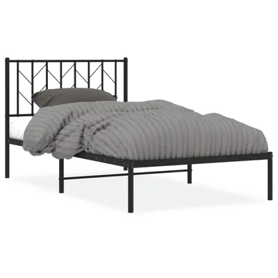 Produktbild von Bettgestell mit Kopfteil Metall Schwarz 100x190 cm