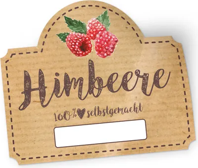 Produktbild von itenga 50 x Marmeladen Etikett Himbeere 4,5x3,8cm 100% selbstgemacht Sticker