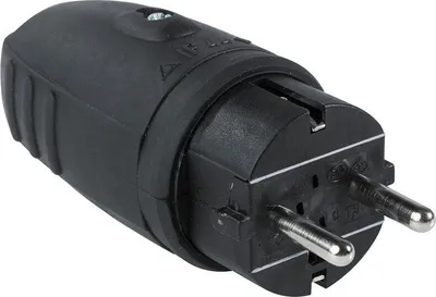 Produktbild von as-Schwabe Gummi-Stecker Schutzkontakt ohne Kabel max. 2,5mm² 230V Schwarz IP44