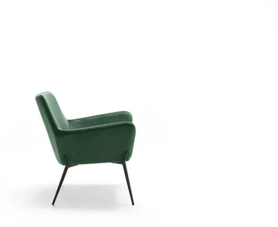 Produktbild von Gin-Sessel aus grünem Samt mit mattschwarzem Metallgestell – Modernes und zeitgenössisches Design für Wohnbereiche, 70 x 71,5 x 79 cm