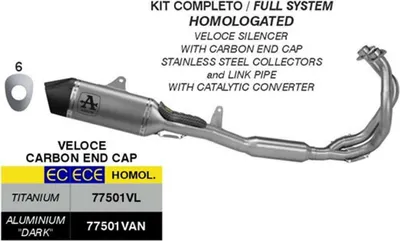 Obrázok produktu pre Kompletný výfukový systém ARROW Veloce schválený pre Kawasaki Z 650 35 kW