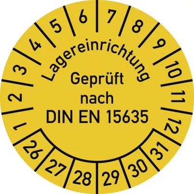 Produktbild von Dreifke® Prüfplakette Lagereinrichtung ... 2026-2031, Dokumentenfolie, Ø 30 m...