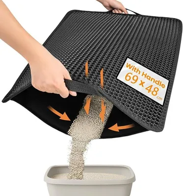 Produktbild von PolkaHome® Katzenstreu-Matte, Katzenklo-Matte mit Wabenmuster, rutschfeste Katzenstreu-Fangmatte, flexible Katzentoiletten-Matte mit